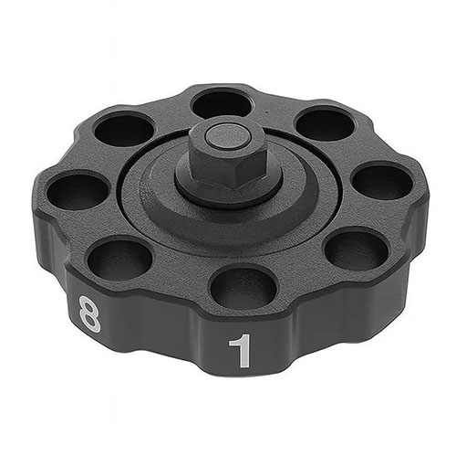 Enhance your reloading efficiency with the FRANKFORD ARSENAL Precision Turret Press Spare Turret, designed for quick caliber changes and precision performance.