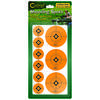 Caldwell Orange Shooting Spots offer 72-1" and 36-2" bright aiming points on 12 sheets, perfect for enhancing visibility on targets and improving accuracy.