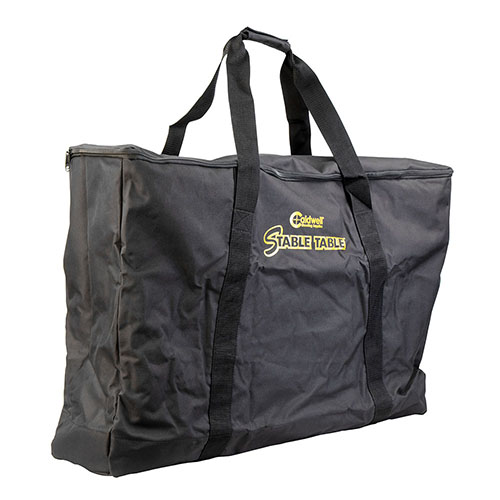 Transport your Caldwell Stable Table with ease using this heavy-duty carry bag featuring full wrap shoulder straps, double layer fabric, and a padded lower portion.