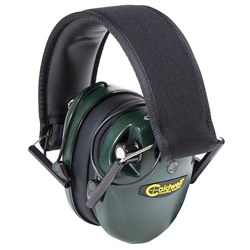 Caldwell E-Max Low Profile Hearing Protection offers true stereo sound, amplifies safe sounds, and protects hearing above 85 dB, perfect for shooters.