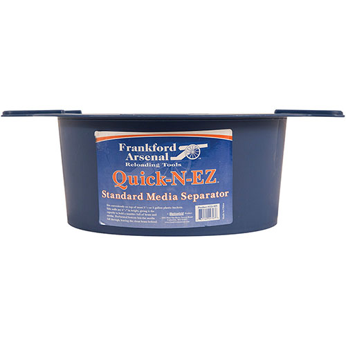 The Frankford Arsenal Quick-n-EZ Media Separator fits most 3 1/2 or 5 gallon buckets, efficiently separating brass from media with its perforated bottom.