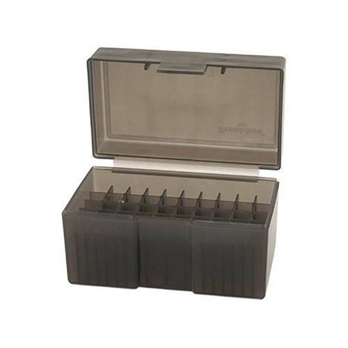 Organise your reloaded ammunition effortlessly with Frankford Arsenal's see-through plastic ammo boxes, available in various sizes and colours to fit most calibers.
