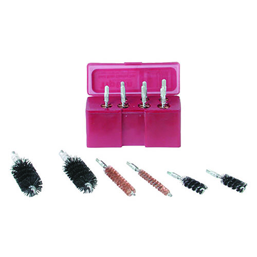 The Tipton 13-piece Best Rifle Bore Brush Set offers caliber-specific brushes in a durable box, ensuring efficient cleaning for .17-.45 calibers with optimal fit.