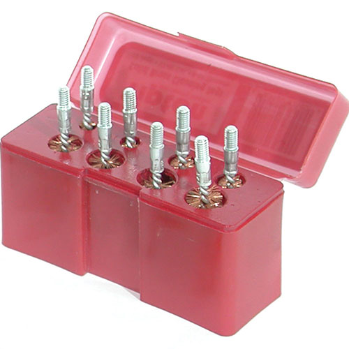 The Tipton 8 Piece Bronze Bristle Handgun Bore Brush Set offers caliber-specific brushes in a durable box, featuring premium phosphor bronze and solvent-resistant nylon.