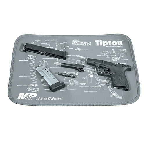 The Tipton M&P Maintenance Mat features padded neoprene to protect finishes, absorbs oils, keeps parts organized, and rolls up easily for transport.