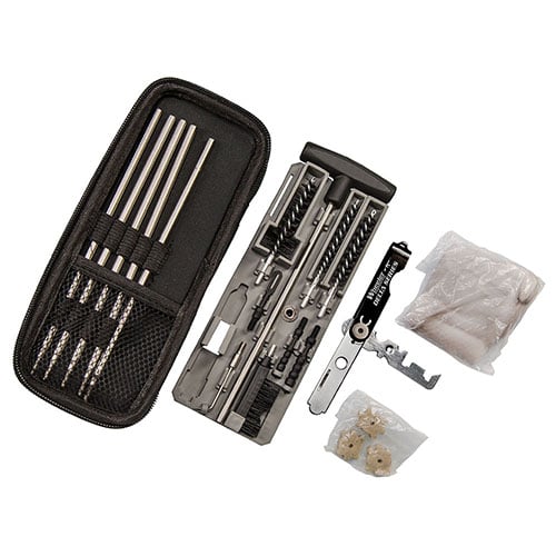 The Wheeler Delta Series Compact Rifle Cleaning Kit offers a portable, durable solution for cleaning .22 and .30 caliber rifles, perfect for travel and storage.