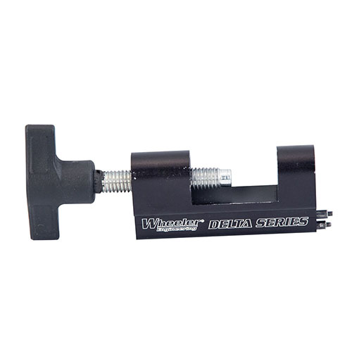 The Wheeler Delta Series AR Trigger Guard Install Tool simplifies the installation and replacement of trigger guards, ensuring a quick and hassle-free process.