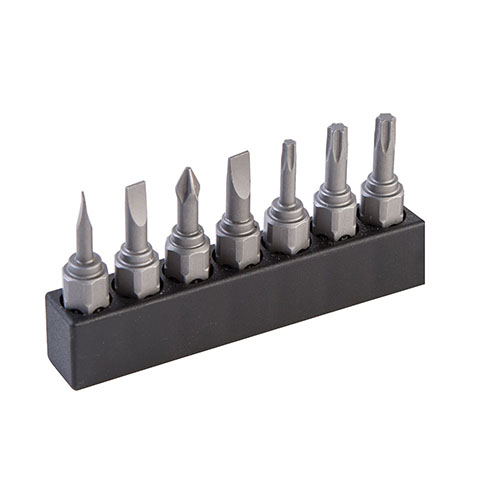 The Wheeler Multi-Driver Tool Pen holds 6 bits for easy access, features a comfortable aluminum handle, and includes a holder for 7 extra bits.