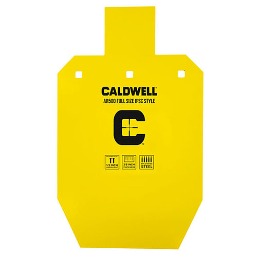 Caldwell's AR500 Full Size IPSC Steel Targets are durable, easy-to-see, and rated for high velocity, perfect for competition, training, and recreational shooting.