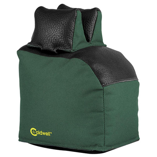 The Caldwell Shoulder Saver Magnum Extended Rear Bag offers a secure leather rest and durable polyester construction, ensuring stability and shape retention for accurate shooting.
