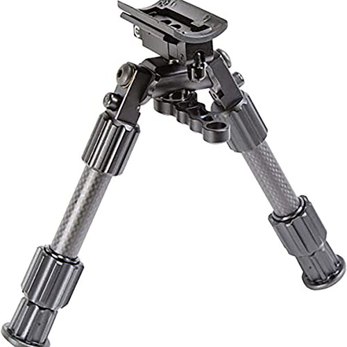 The Caldwell Accumax Bipod features lightweight carbon fiber legs, 360° panning, twist-lock height adjustments, and secure stops to prevent overextension.