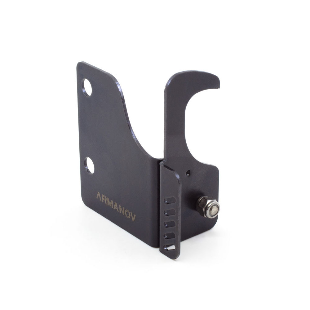 The ARMANOV Case Feeder Stop Switch for Dillon 1050 locks the case feed shuttle, ensuring easy maintenance and setup without cases feeding into the shell plate.