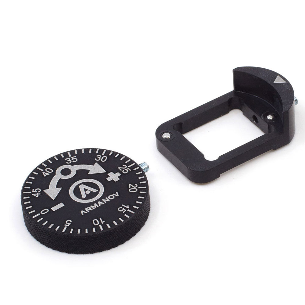 Easily adjust your Dillon powder thrower with the Armanov Clickable Knob Assembly, featuring 50 precise clicks for quick, tool-free adjustments.