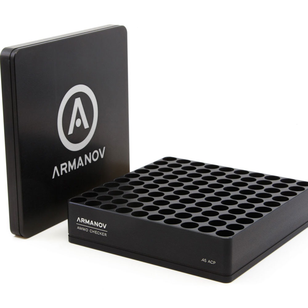 The Armanov 100 round Ammo Checker with Flip Cover ensures quick, efficient ammo testing and reduces malfunctions, crafted from high-grade aluminium for precision.