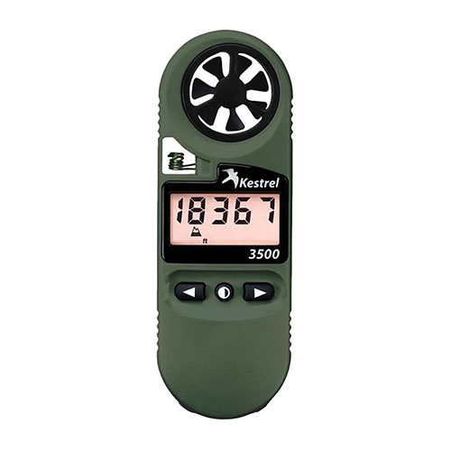 The Kestrel 0835NV Weather Meter offers precise weather data, built-in pressure sensor, night-vision-friendly backlighting, and IP67 waterproof rating for outdoor use.
