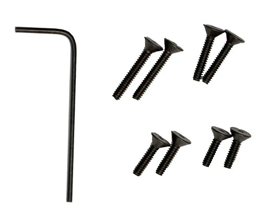 Ensure your MagnetoSpeed V3 Chronograph is always ready with this replacement screw kit, featuring 2 screws in 3 sizes and a matching hex key for easy installation.