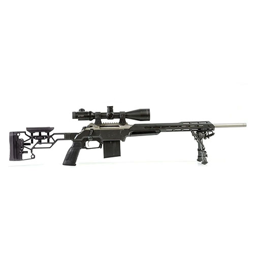 Enhance your shooting experience with the MDT ESS Chassis System Kit, featuring adjustable stock, refined magazine well, and V-block bedding for stability.