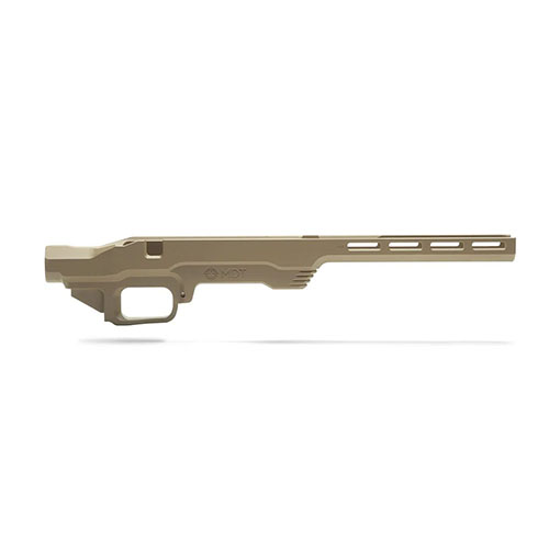 The MDT LSS Gen 2 Chassis System is lightweight, compact, and designed for short barreled rifles, offering enhanced accuracy and ergonomics with AICS magazine compatibility.
