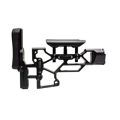 Experience unmatched comfort and performance with the MDT Skeleton Rifle Stock, V5 Short. Toolless adjustments for cheek riser and buttpad fit all TAC21, LSS-XL, and HS3 chassises.
