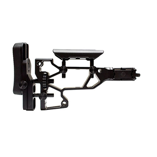 The MDT Folding Rifle Stock offers toolless adjustments for optimal comfort, a compact design for proper LOP, and fits ACC/ESS chassises with an extra QD mount.