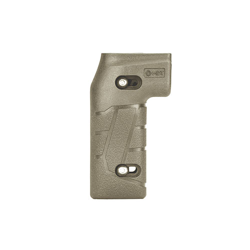 The MDT Adjustable Vertical Pistol Grip offers customizable finger placement, comfort with removable panels, and compatibility with various chassis for precision shooting.