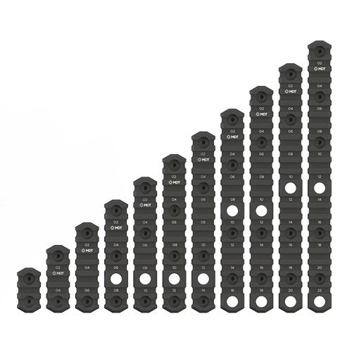 MDT's M-LOK Picatinny Rail offers a durable 6061-T6 aluminum construction, laser etched markers for easy setups, and integral QD sling mounts for versatile accessory attachment.