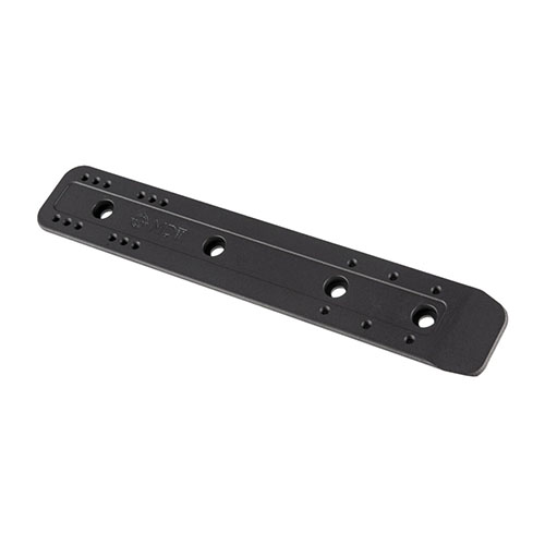 The MDT M-LOK ARCA Rail offers a durable, Mil-spec Type III anodized finish, compatible with M-LOK surfaces, perfect for attaching rifles to tripods and bipods.