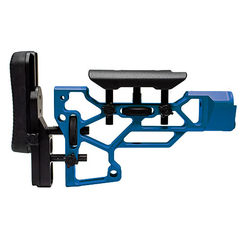 The MDT Skeleton Rifle Stock, V5 Short offers toolless adjustments for cheek riser and buttpad, ensuring optimal comfort and performance on TAC21, LSS-XL, and HS3 chassises.