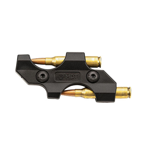 Enhance your rifle's versatility with the MDT M-LOK Spare Round Holder, conveniently storing 2 extra rounds on the side for quick access during shooting.