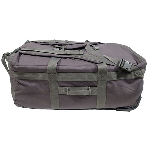 The ULFHEDNAR 100 Liter Duffel Bag features UH-Tex™ material, dirt repellent coating, wheels, backpack straps, and lockable zippers for secure, versatile transport.