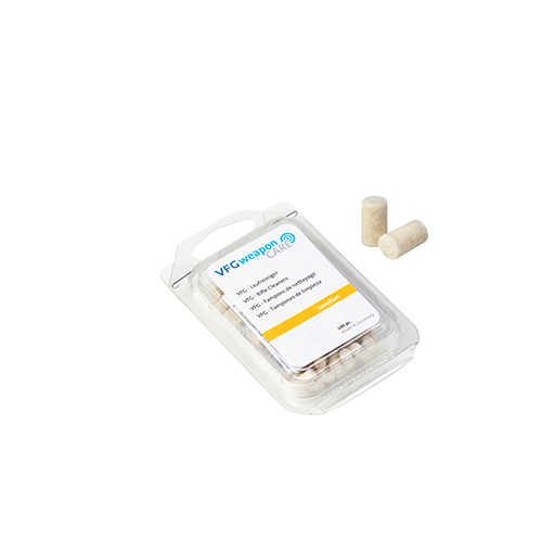 VFG COMFORT barrel cleaners are perfect for light soiling, oiling, and de-oiling, featuring 100 pieces designed for calibers 4-4.5mm for efficient maintenance.