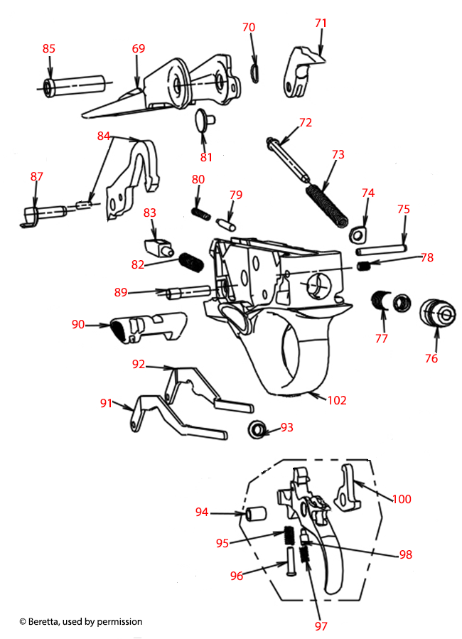 Beretta® A400 Xcel 20ga Trigger Assembly Schematic - Brownells UK
