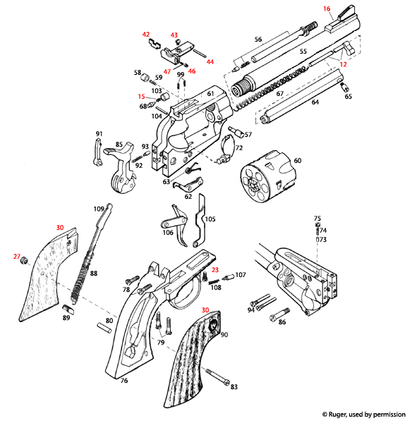 Ruger® Old Model Single Six Schematic - Brownells UK