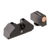 Enhance your Glock® shooting with F8 Night Sights featuring an orange front sight, tritium illumination, and a ledge rear sight for quick target acquisition.