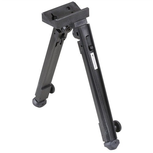 Lightweight glass-filled nylon bipod mounts to any sling swivel stud, with adjustable legs from 9