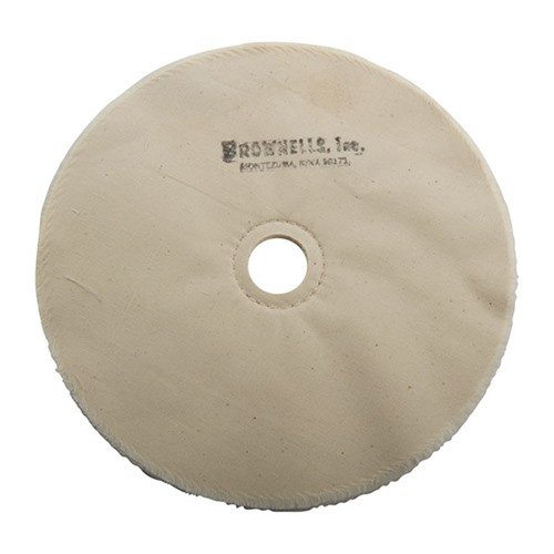 Brownells Muslin Polishing Wheel offers flexibility for cleaning and finishing metal surfaces, enhancing wheel life and ensuring superior results with each grit change.