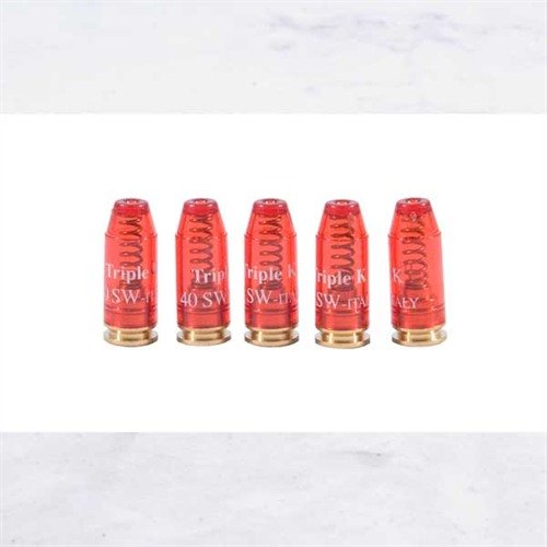 .40 Smith & Wesson DELUXE SNAP CAPS by TRIPLE-K offer safe, dry-fire practice to save firing pins and enhance shooting skills, featuring a brass base and plastic body.