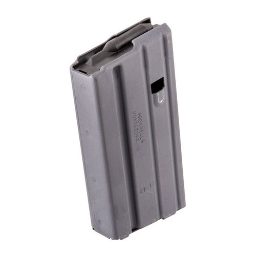 Ensure reliability with Brownells AR-15 20RD Magazine, featuring a hard-anodized aluminum body, dry-lube coating, and flawless feeding for tactical situations.