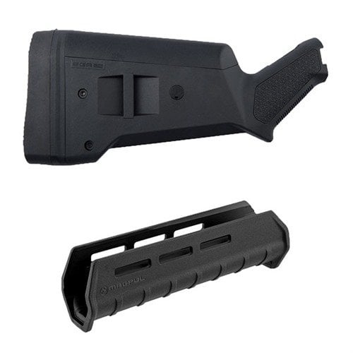 Enhance your Mossberg 500/590/590A1 with the Magpul SGA Buttstock & M-LOK Forend Kit, offering customizable features and lightweight adaptability for accessories.