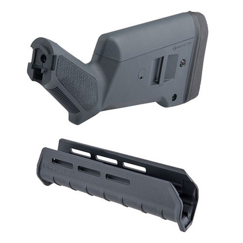 Enhance your Mossberg 500/590/590A1 with the adaptable Magpul SGA Buttstock and lightweight M-LOK Forend, offering customizable features and accessory compatibility.