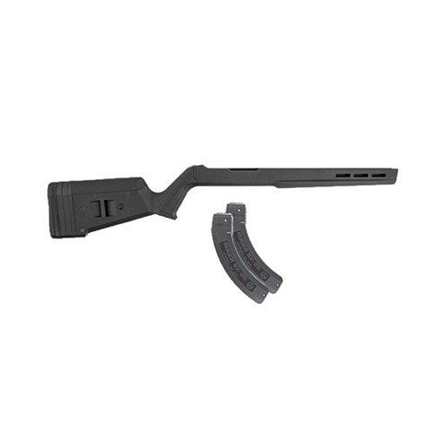 Enhance your Ruger® 10/22® with the adjustable Hunter X-22 stock for improved ergonomics, durability, and versatile accessory options, complete with 2 BX-25 magazines.