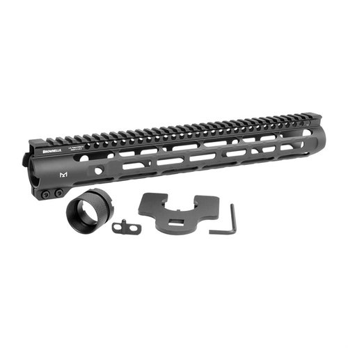 Discover the Brownells Wrenchman LW Handguard: lightweight, M-LOK compatible, with a Picatinny top rail, and a patented Torque Plate for secure attachment.