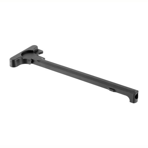 The Brownells BRN AR-15 Charging Handle is a durable, machined aluminum component with a sleek matte black anodized finish, ensuring reliable performance and style.