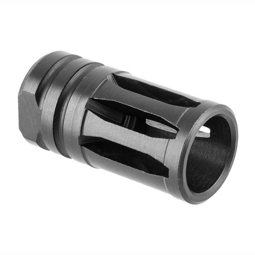 Enhance your AR-15 with the BROWNELLS A2 Flash Hider, featuring durable 4140 steel construction, a sleek black oxide finish, and 5/8-24 threads for easy installation.