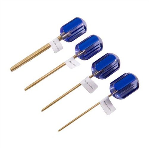 The Brownells Alignment & Push Punch Set features 4 brass and 4 steel punches for precise alignment and assembly, complete with a durable Delrin bench block.