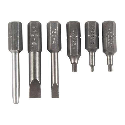 The Brownells Magna-Tip 6 Piece Screwdriver Set offers precise fit for 1911 screws, compact storage, and includes essential bits for gunsmithing and adjustments.