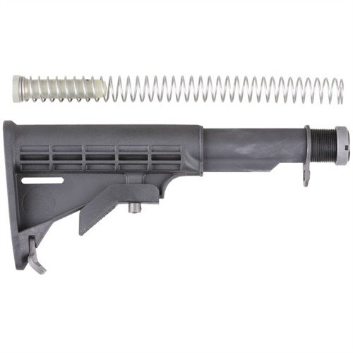 The BROWNELLS AR-15 Stock Assembly offers a rugged, six-position adjustable design for optimal length-of-pull, ensuring a perfect fit for all shooters.
