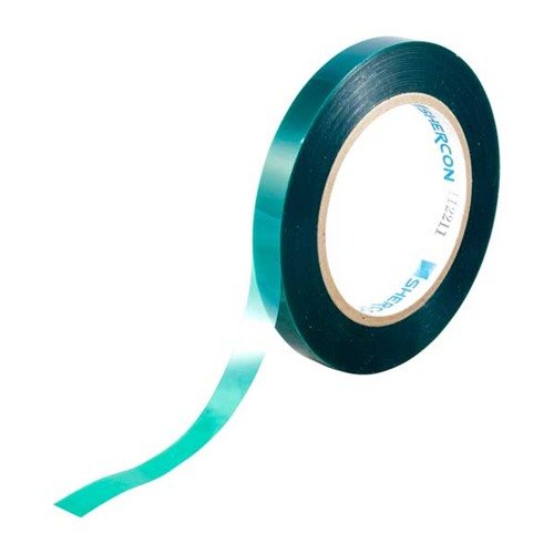 This flexible polyester tape withstands 400°F heat, ideal for oven-cure finishes, conforms to shapes, and leaves no residue for precise application.