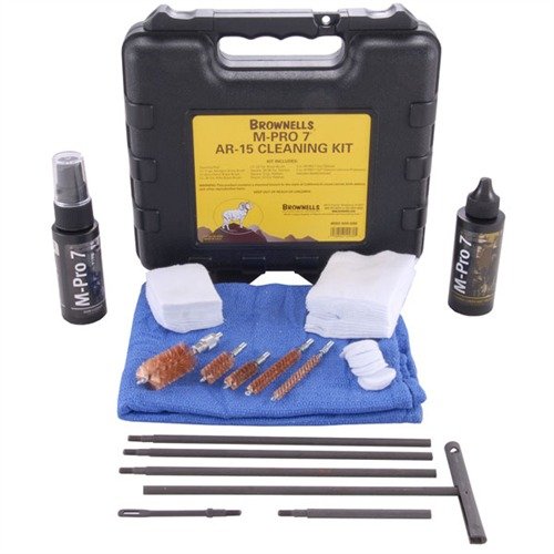 The BROWNELLS M-PRO 7® Cleaning Kit features a complete system with essential tools and cleaners for thorough maintenance of your AR-15/M16 and .308 AR.