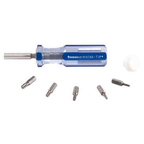 The MAGNA-TIP® Tactical/LE Field Torx® Kit features a durable driver with built-in bit storage and includes essential sizes for scope ring and base screws.